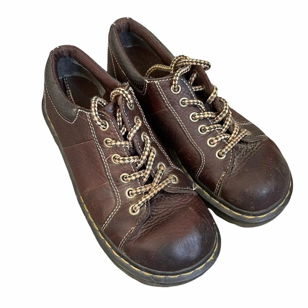 Dr. Martens Brown Platform Low-Top Leather Shoes